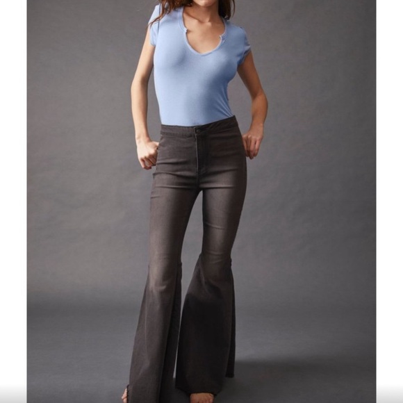 Free People Denim - FREE PEOPLE Just Float On Flare Jeans / Smoke Stack